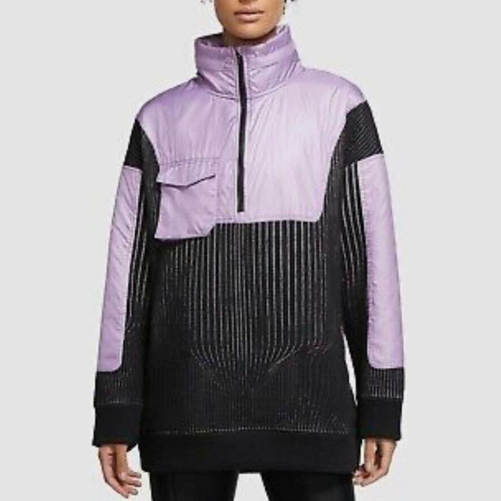 Nike City Ready Oversized Jacket Small Purple Black Quilted Pullover